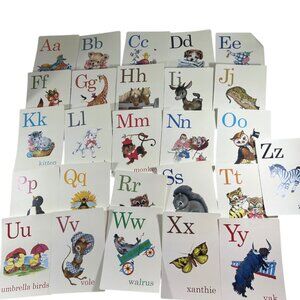 Vintage Alphabet Picture Flash Cards Retro Art Nursery Decor Scrapbooking Crafts